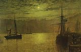 John Atkinson Grimshaw Canvas Paintings - Lights in the Harbour